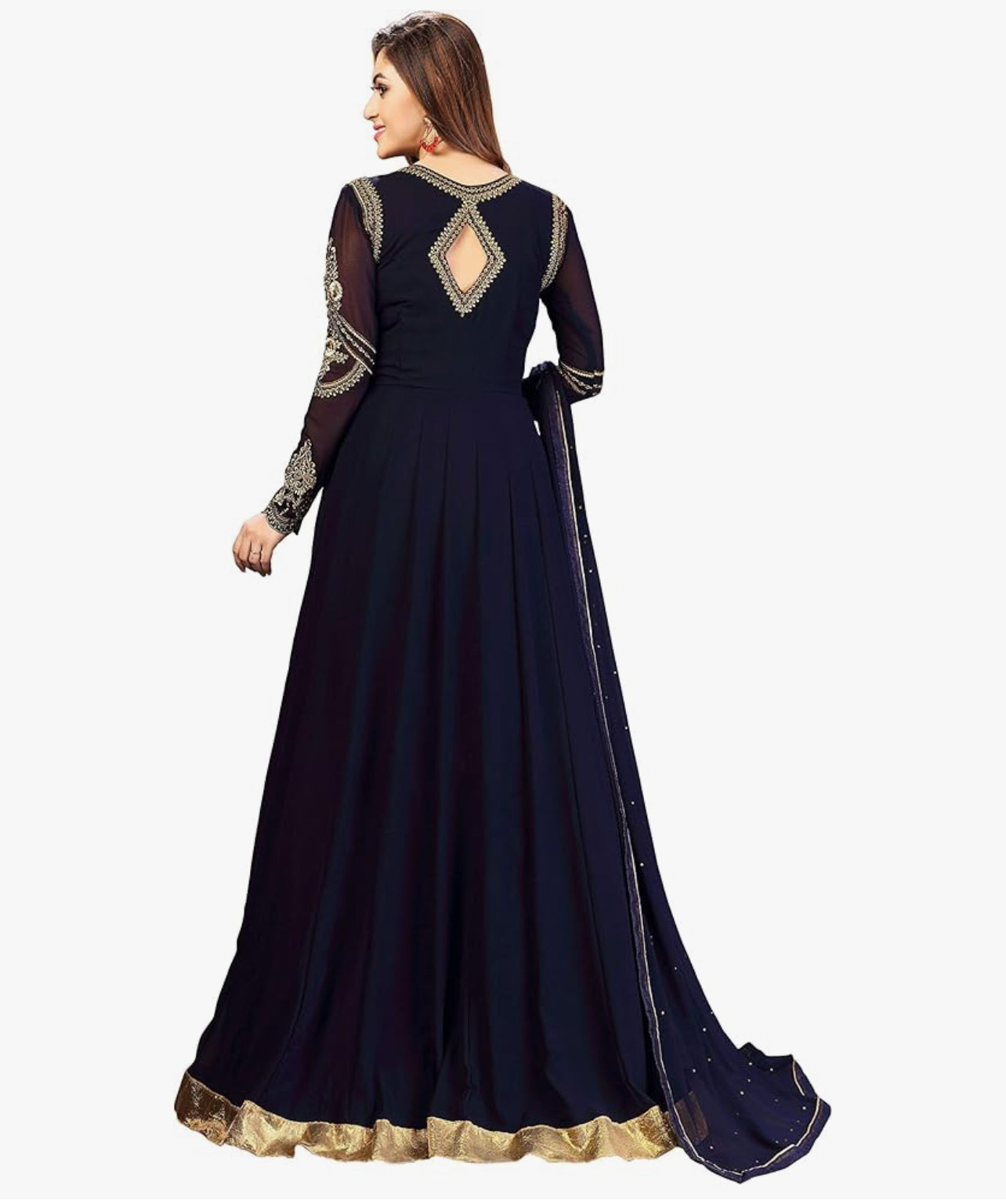 Nivah Fashion Women's indian Georgette Embroidery Anarkali Suit Set Stitched