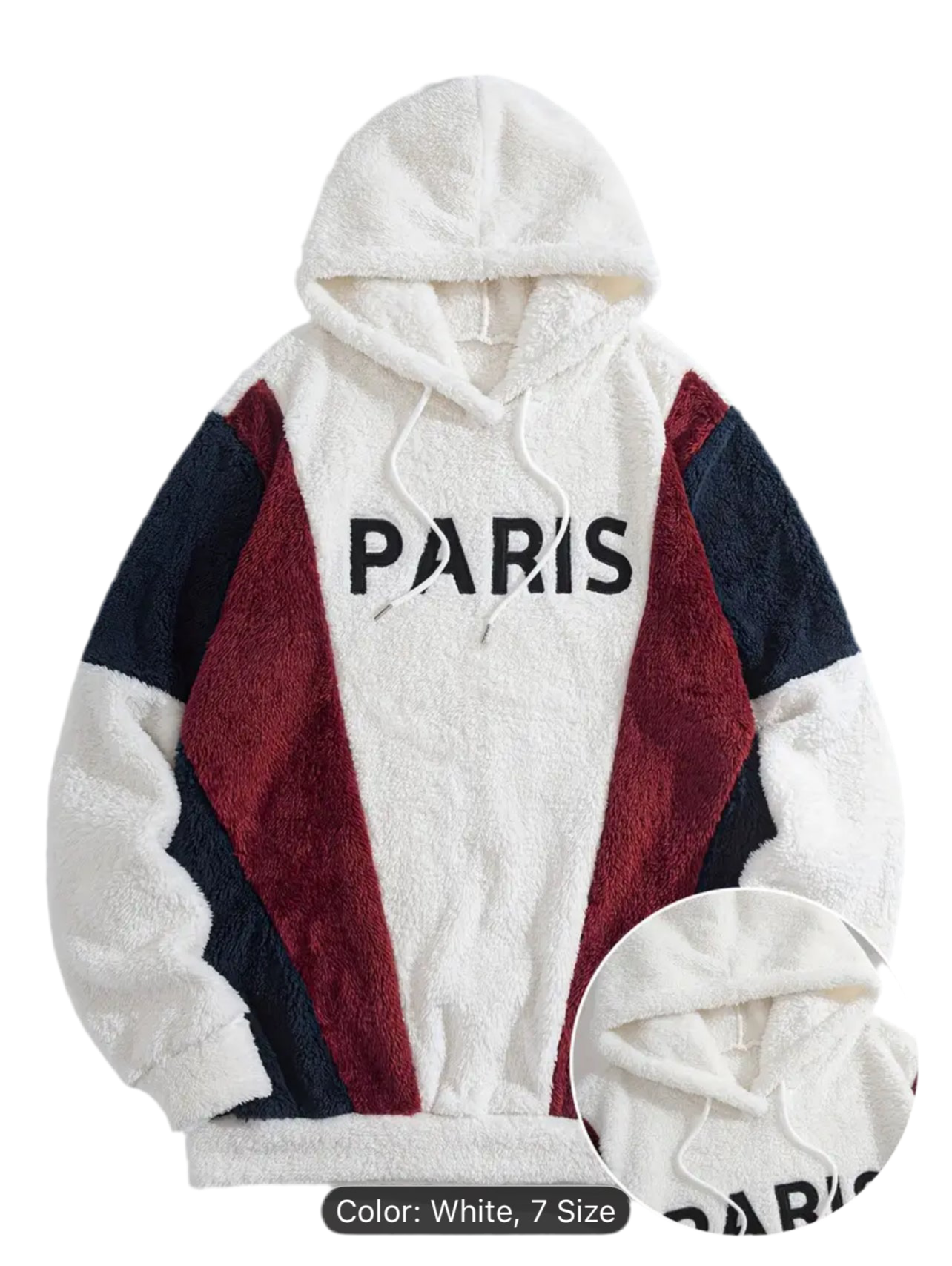 Thickened Color-Blocked Hoodie - Double-Sided Plush, Embroidery, Ideal for Casual Wear