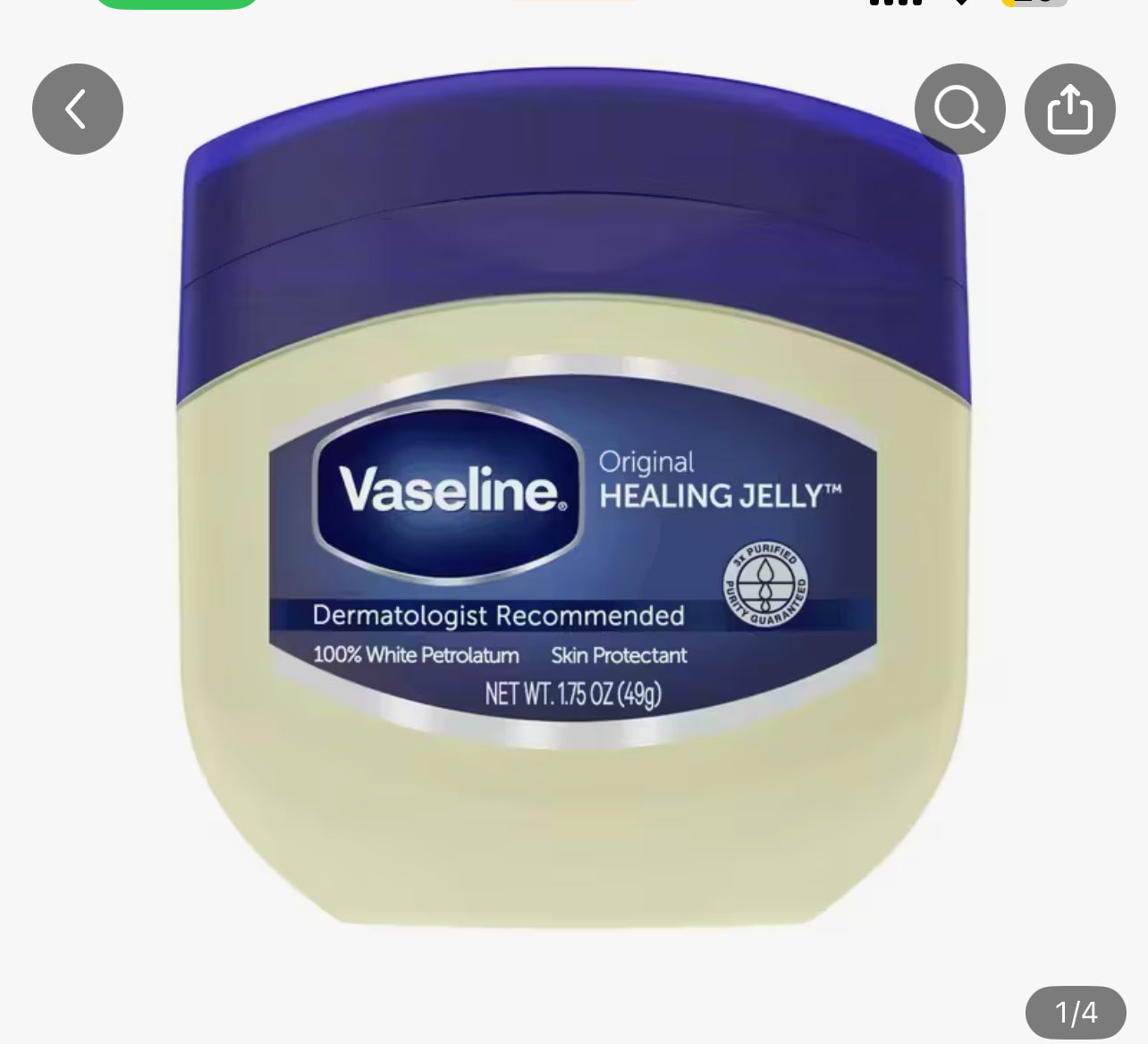 Vaseline Pure Petroleum Jelly Original 1.75 oz