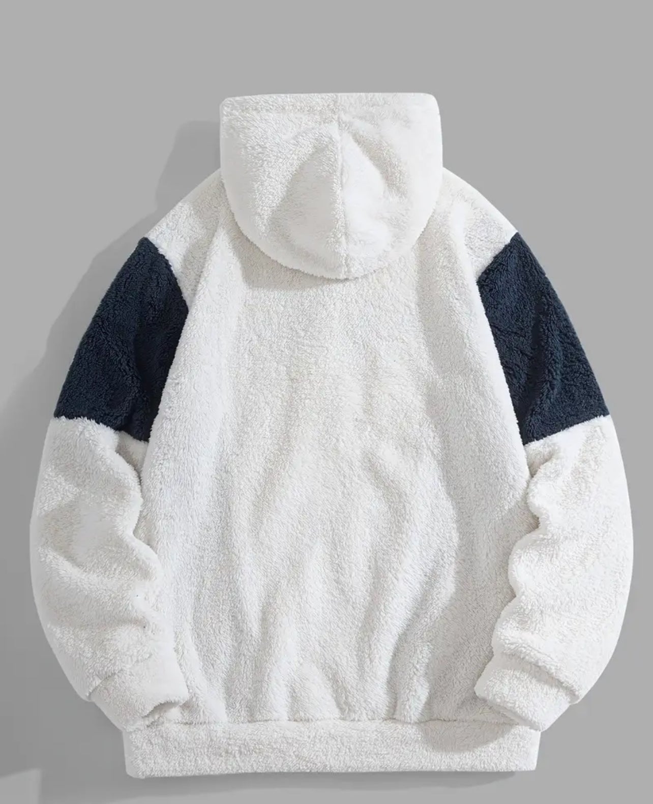 Thickened Color-Blocked Hoodie - Double-Sided Plush, Embroidery, Ideal for Casual Wear