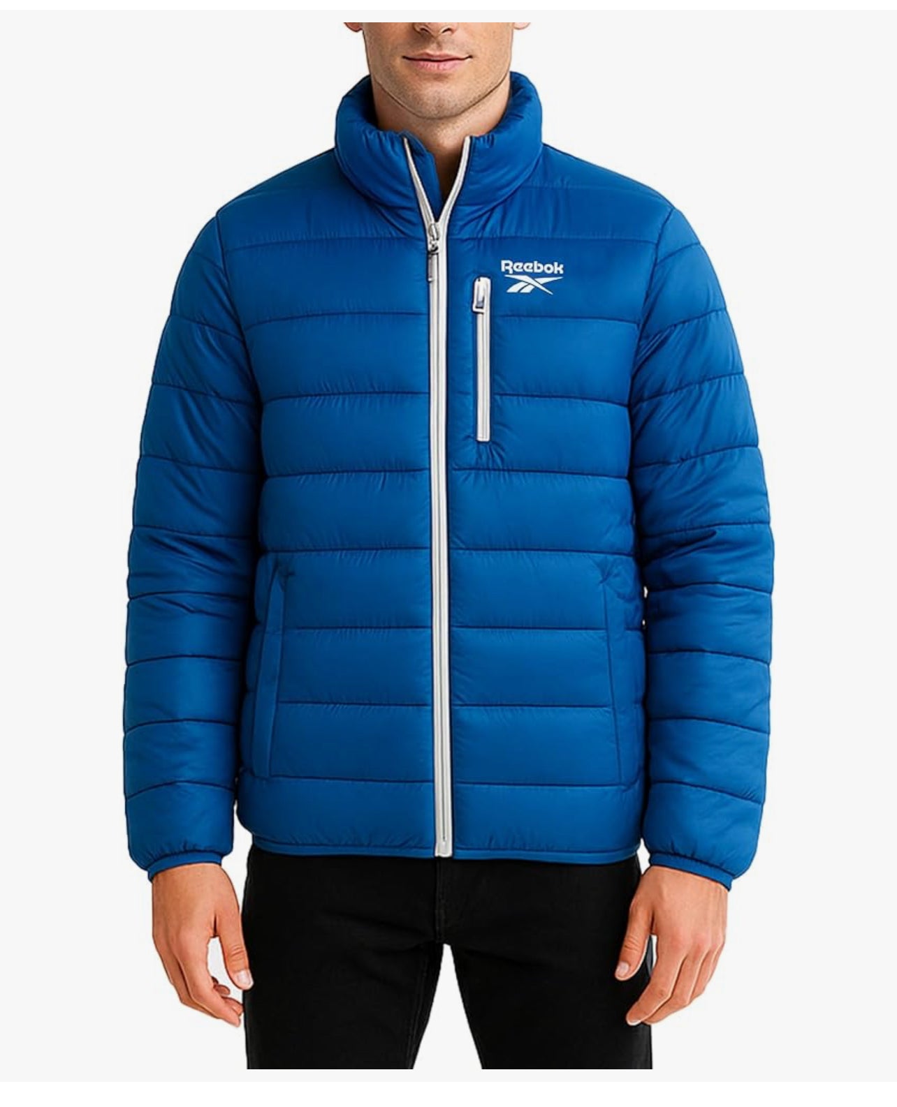 Reebok Mens Winter Jacket - Windproof Water Resistant Quilted Winter Coat - Lightweight Insulated Puffer Jacket for Men