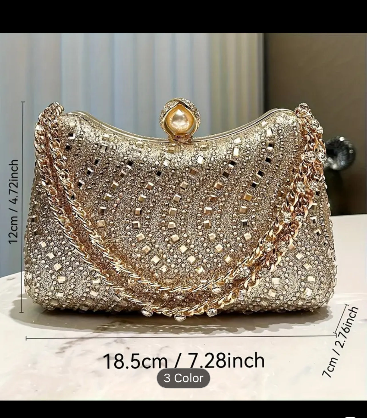 Women's Luxury Rhinestone Handbag Evening Bag Multifunctional Shoulder Crossbody Bag Sparkling Handheld Party Wallet with Detachable Chain, Elegant Accessory for Weddings, Banquets, Formal Events