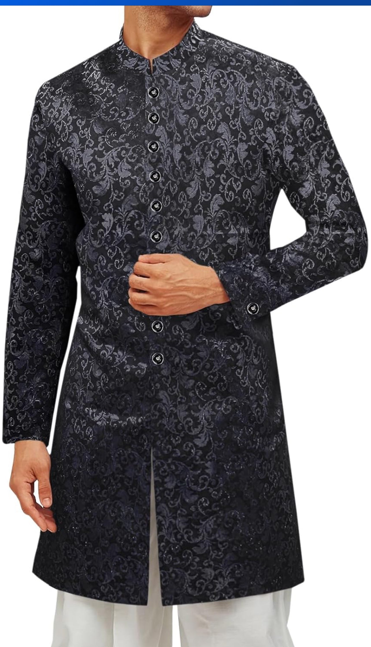 Runcati Mens Kurta Sherwani Coats Kaftan Indian Ethnic Royal Suits Mandarin Collar Wedding Festive Party Blazer