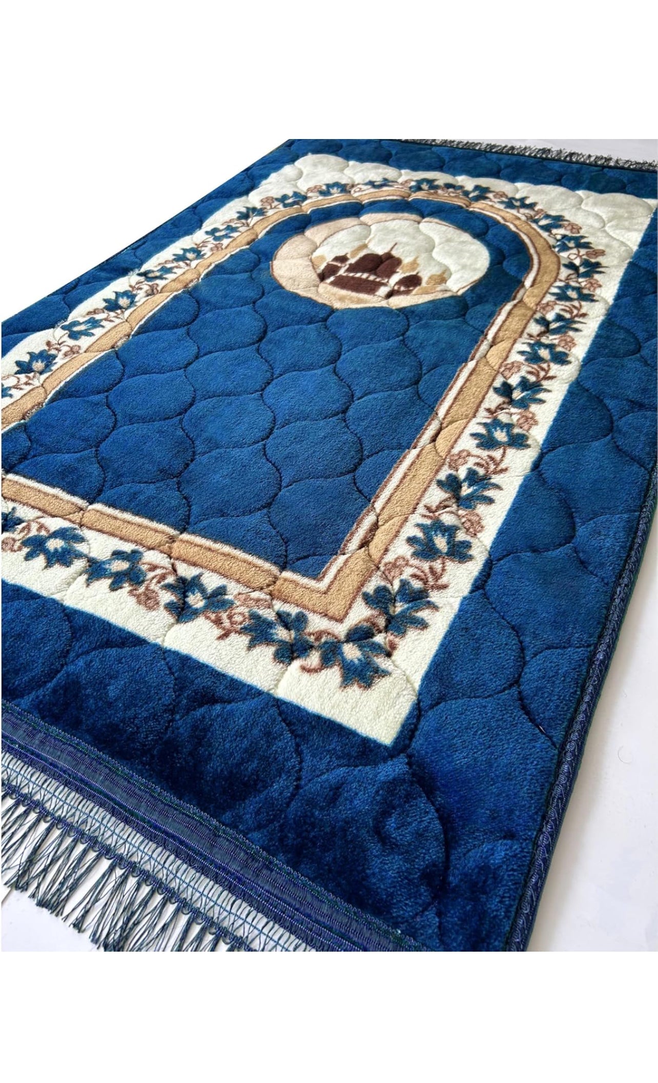 Prayer Rug Muslim Mat Islamic - Very Thick Prayer Rug Sajadah for Men Women with Islam Prayer Beads for Eid Travel Ramadan, Soft and Luxury (R_Blue) Fast delivery