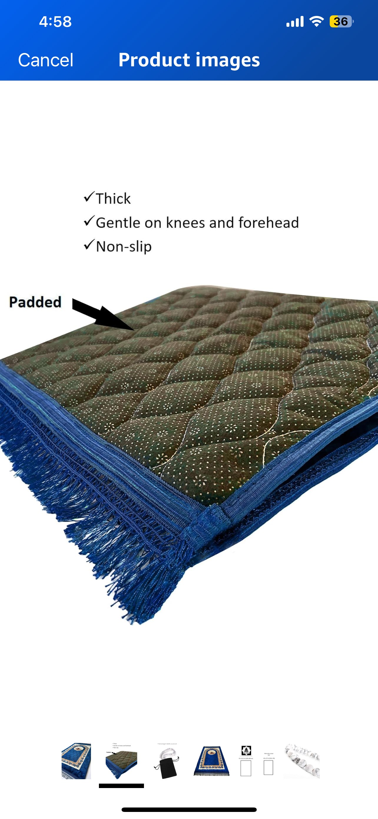 Prayer Rug Muslim Mat Islamic - Very Thick Prayer Rug Sajadah for Men Women with Islam Prayer Beads for Eid Travel Ramadan, Soft and Luxury (R_Blue) Fast delivery