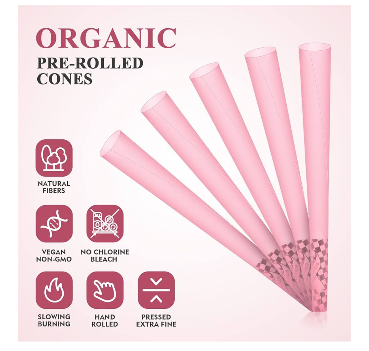 TISFA Pink Pre rolled Cones 60 Pack Rolling Papers King Size Rolling