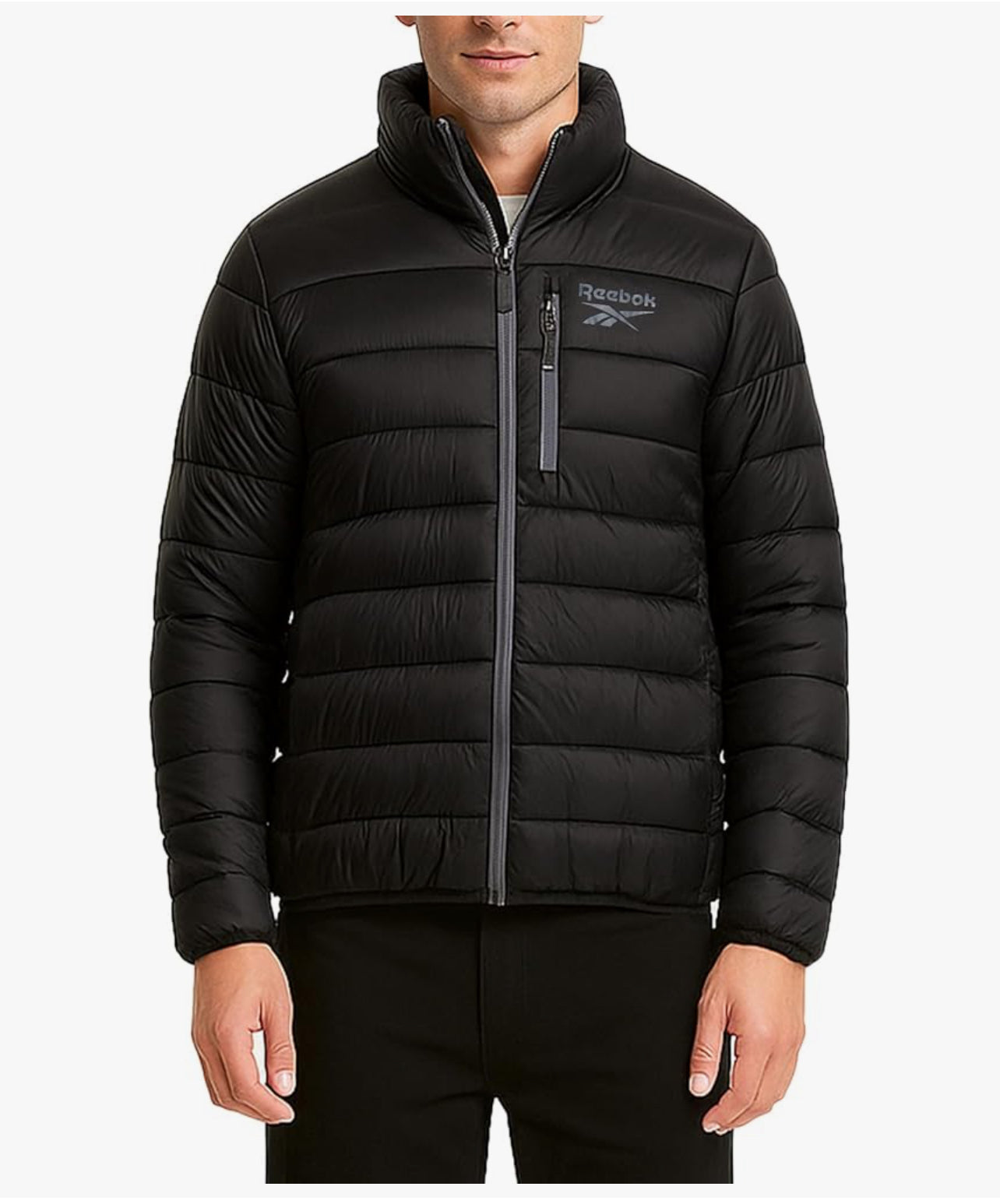 Reebok Mens Winter Jacket - Windproof Water Resistant Quilted Winter Coat - Lightweight Insulated Puffer Jacket for Men