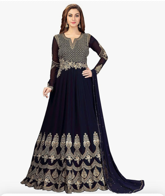 Nivah Fashion Women's indian Georgette Embroidery Anarkali Suit Set Stitched