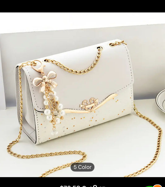 Women's Flip Clutch - Lightweight, Adjustable Strap, Urban Polka Dot Design | Polyester Lined, Buckle Closure, Metal Chain & Tassel Pendant - Ideal Gift