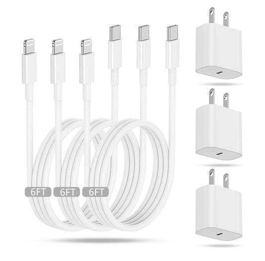 iPhone Charger Fast Charging Block, [MFi Certified] Wall Charger Plug and 6ft USB C to Lightning Cable Cord, Type C Adapter Cube Brick Box for Apple iPhone 14 Pro Max/14/13 Pro/12 Mini/12/11/iPad Air
