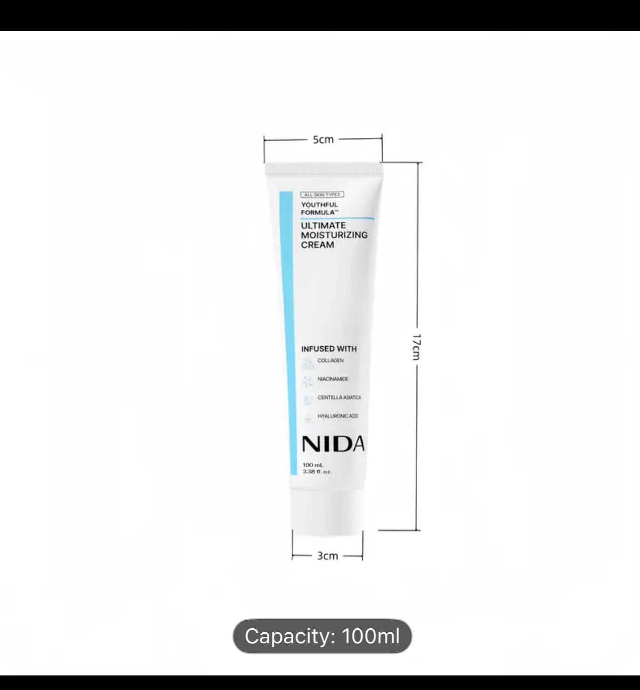 5.07oz NIDA Youthful Formula Hydrating Cream with Centella Asiatica, Collagen & Hyaluronic Acid - Korean Skincare Inspired Face Moisturizer, Non-Greasy Lightweight Gel-like Texture for Sensitive, Dry, Oily & Combination Beige - Sunscreen For Face