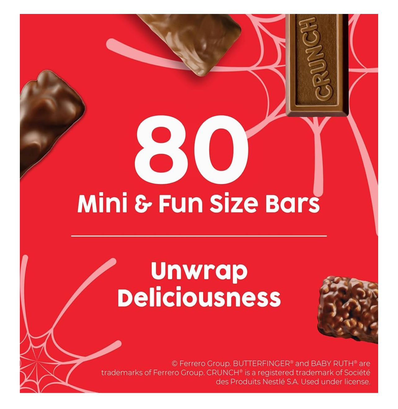 Butterfinger, CRUNCH, Baby Ruth, 100 Grand Mini and Fun Size Assorted Candy Bars, 80 counts