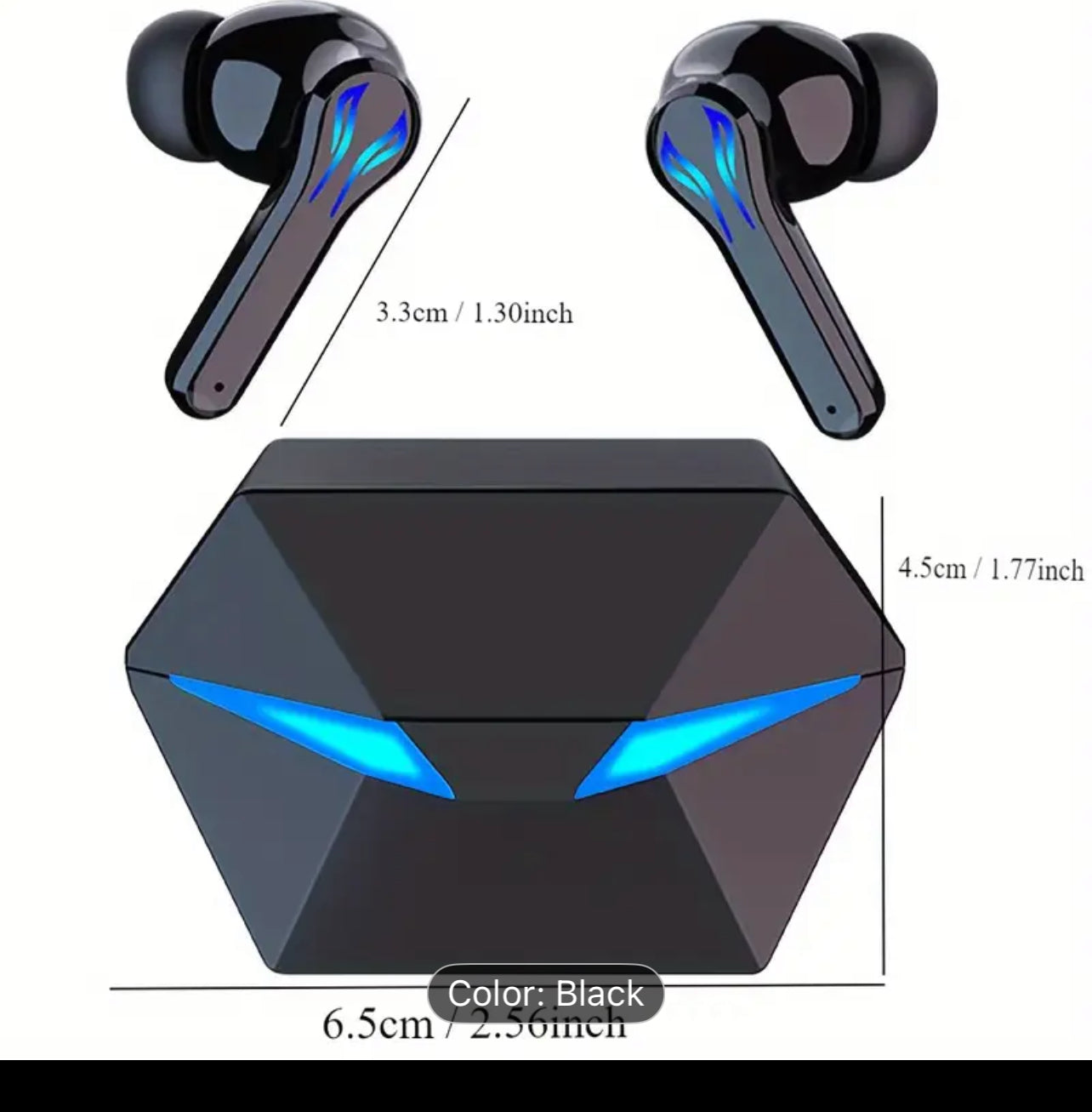 [Gaming Earbuds] 40H Wireless Bluetooth Gaming Earbuds | Blue Light Headset with 3D Surround Sound, Touch Control, Blue LED Eyes - Perfect for Streamers & Gamers