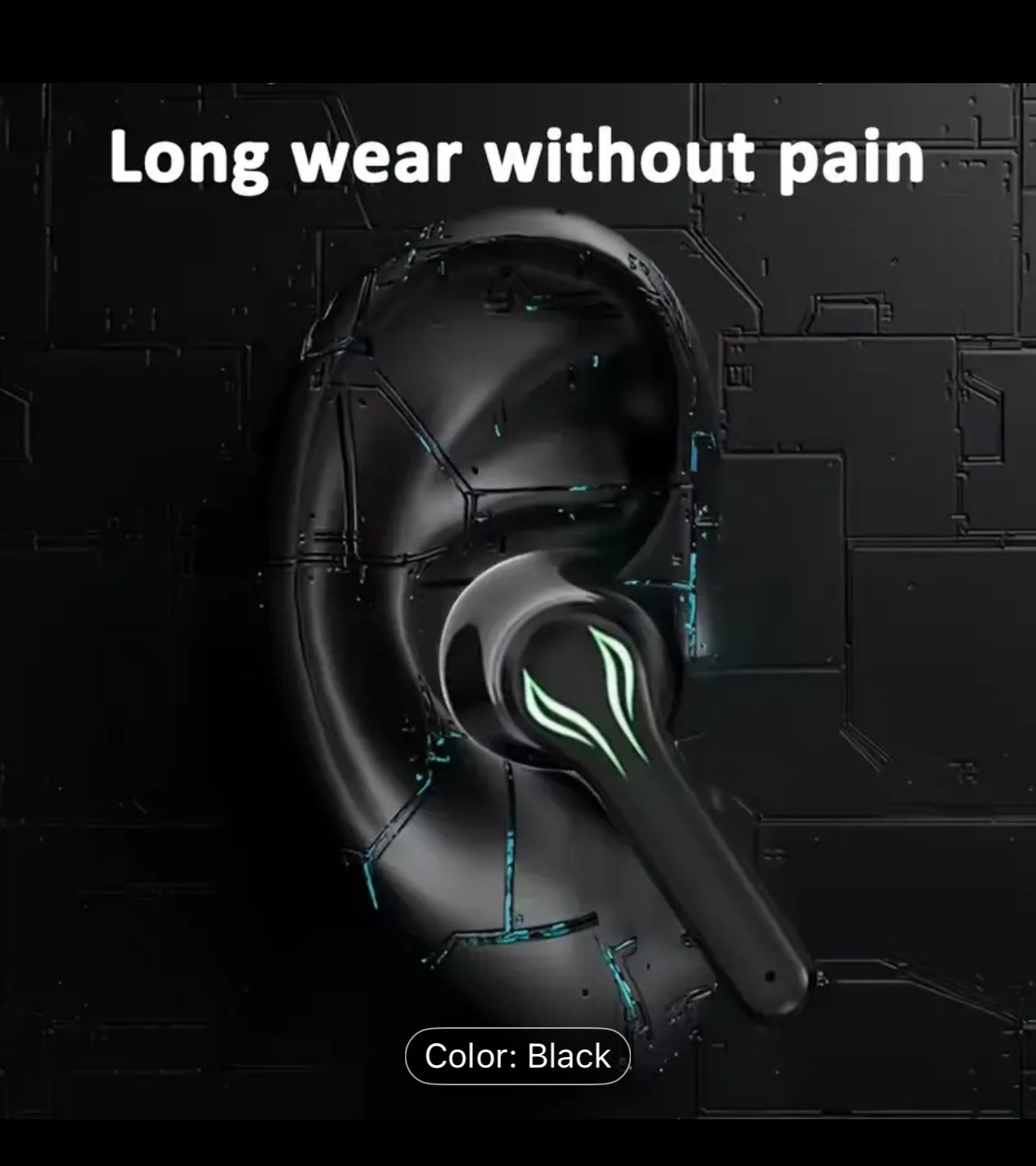 [Gaming Earbuds] 40H Wireless Bluetooth Gaming Earbuds | Blue Light Headset with 3D Surround Sound, Touch Control, Blue LED Eyes - Perfect for Streamers & Gamers