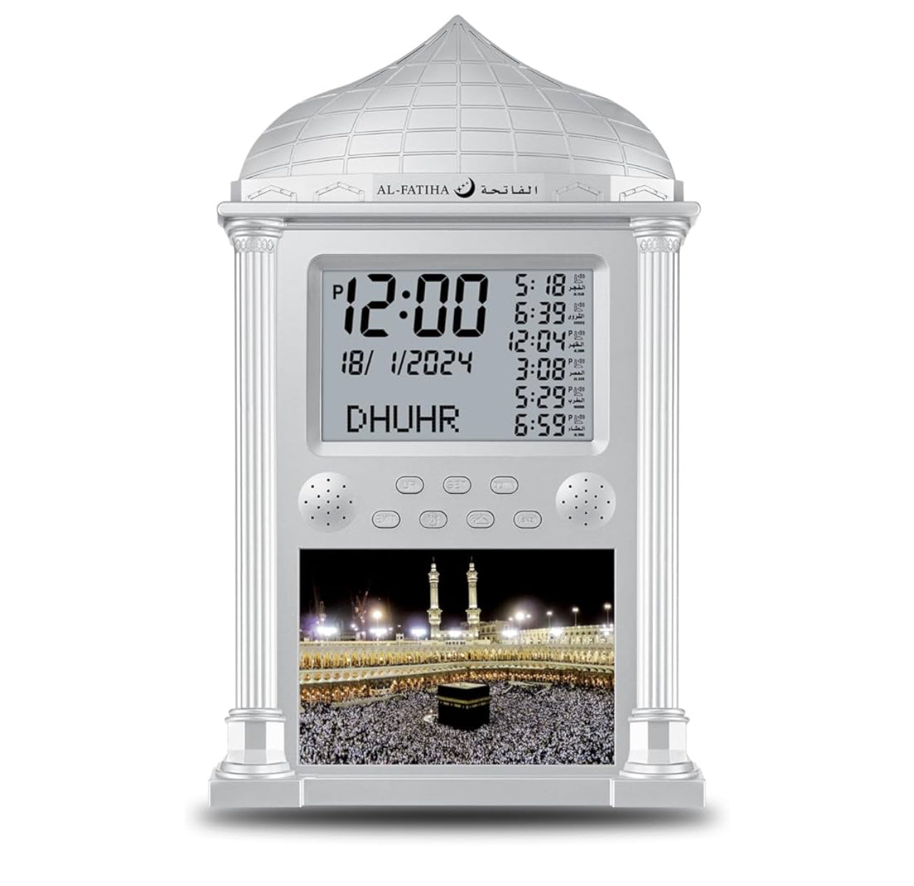 Brand: OUD Bukhoor

Azan Clock for USA, Muslim Athan Wall Clock Alarm with LCD Display, Home/Office/Mosque Digital Azan Clock (Silver)