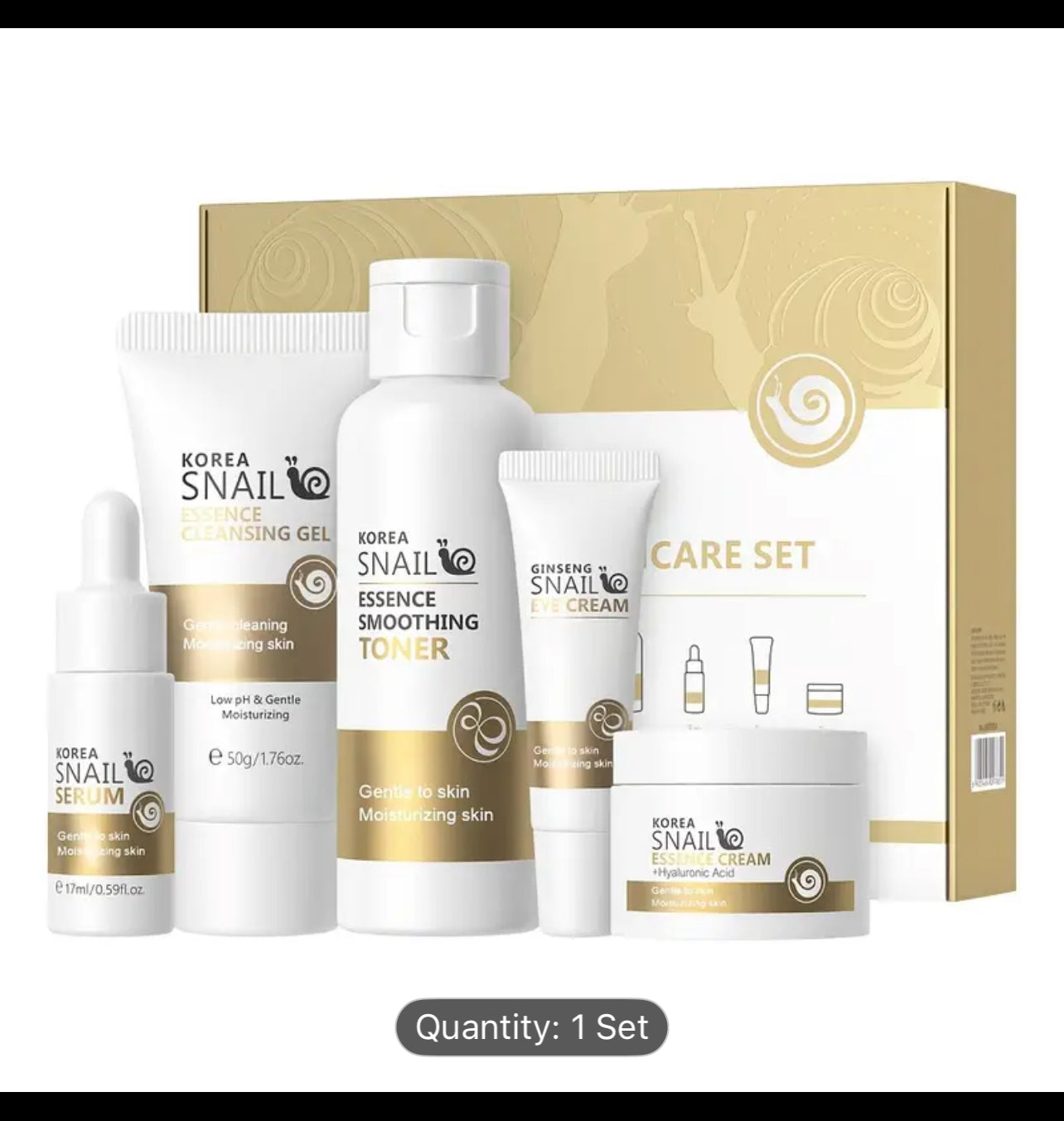 1 Set Snail Korean Skin Care Set, All About Snail Mucin Kit, Skin Care Kit With Cleanser, Toner, Serum, Eye Cream, Face Cream, Facial Kit For Women & Hydrating Skin, Friendly Sizes, Gifts For Women, Daily Claim My Gift, Christmas Gifts/Gift Set