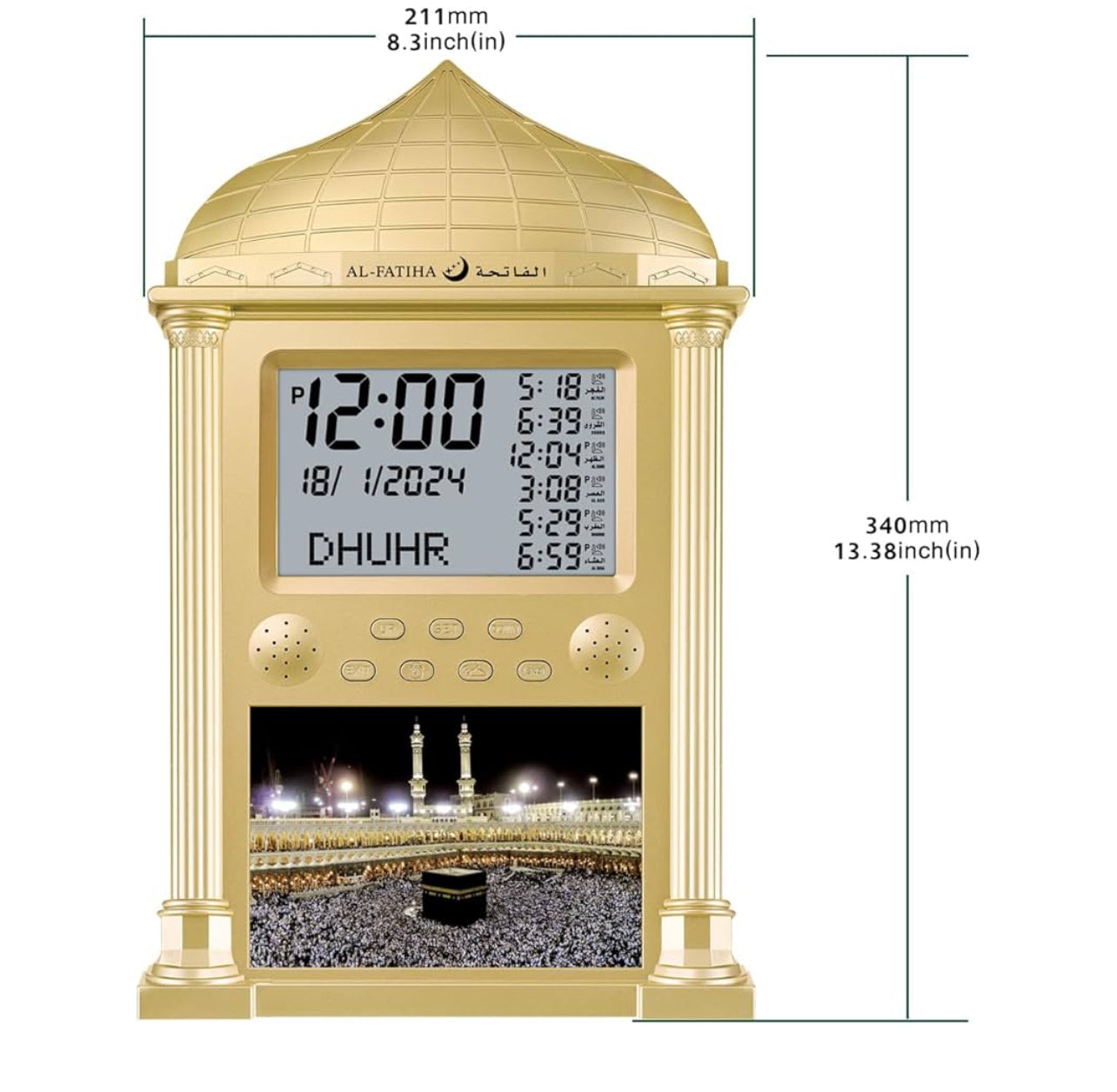 Brand: OUD Bukhoor

Azan Clock for USA, Muslim Athan Wall Clock Alarm with LCD Display, Home/Office/Mosque Digital Azan Clock (Silver)