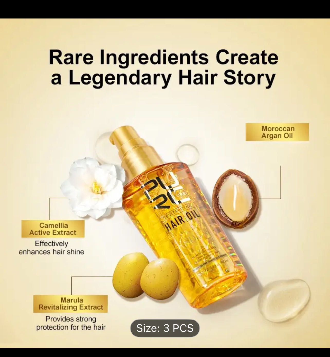 3pcs Amino Acid PURC Morocco Argan Oil Nourishing Hair Oil Smoothing Shine Soft Hair Serum Damaged Frizz Dry Hair Hair Care Oil