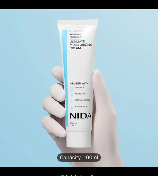 5.07oz NIDA Youthful Formula Hydrating Cream with Centella Asiatica, Collagen & Hyaluronic Acid - Korean Skincare Inspired Face Moisturizer, Non-Greasy Lightweight Gel-like Texture for Sensitive, Dry, Oily & Combination Beige - Sunscreen For Face
