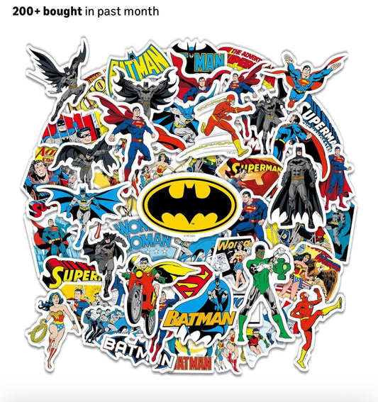 Superhero Stickers for Water Bottles – 100pcs Cartoon Stickers for Kids, Teens, Adults – Waterproof Vinyl Decal Sticker for Laptop, Phone, Skateboard, Scrapbook, Party Favors, Gifts