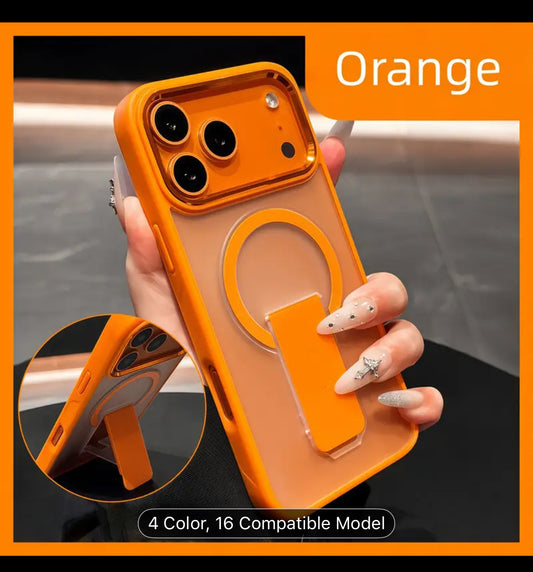 for iPhone 15 16 17 14 13 Case Magnetic with [Hidden Stand], Clear Hard Back Cover, Anti-Slip Grip Shockproof Protective Case, Shockproof Cover, Minimalist Phone Cover, Sleek Design, Durable Material, Scratchresistant Cover, Hidden Stand Case, Tech Enthus