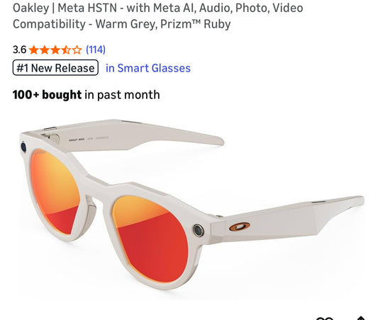 Oakley | Meta HSTN - with Meta AI, Audio, Photo, Video Compatibility - Warm Grey, Prizm™ Ruby
3.6
