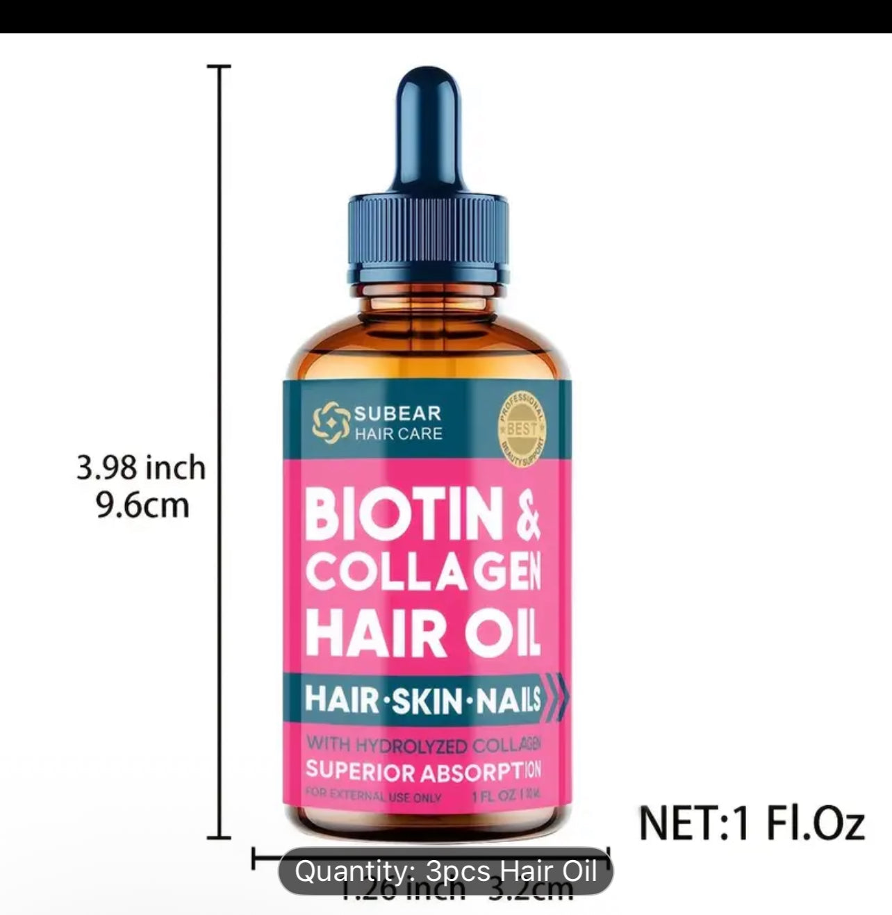 3pcs Liquid Biotin & Collagen Hair Oil - Hair Oil Women & Men - Hair Oil For Fuller Hair, Biotin Hair Care Essence Oil, Ideal Gift