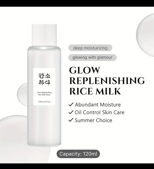 Glow Replenishing Rice Milk Toner with Ceramides & Rice Extract - 120ml Light Beige-Activating Moisturizing Balancing Light Beige Care, Hypoallergenic for All Light Beige Types, Fresh Scent, Skincare Routine, Minimalist Design, Natural Ingredients