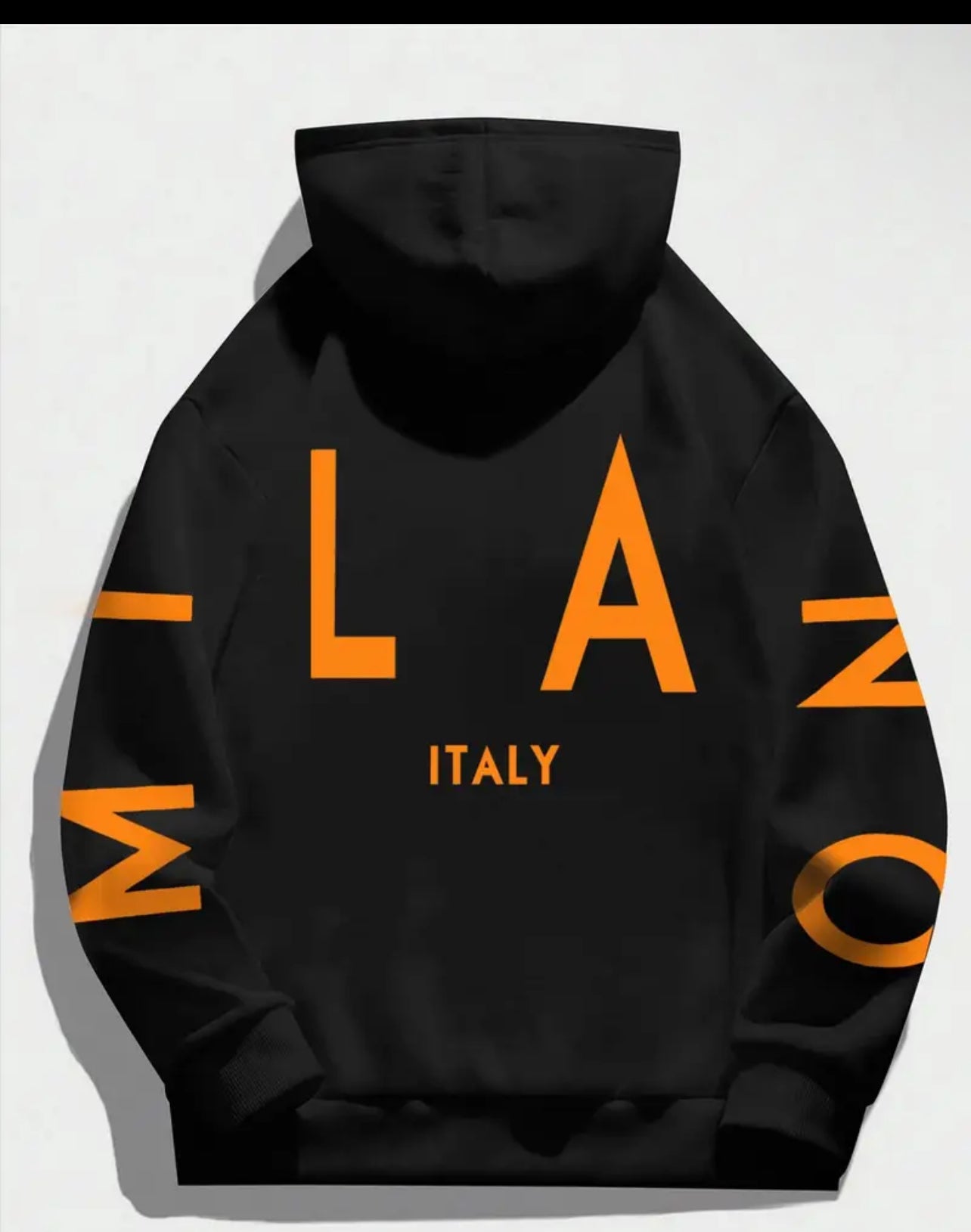 [Italian Style Hoodie] Heavyweight Men's Fashion Hoodie | Beige Orange Italian Style Pullover with "ITALY" Print, Casual & Formal Wear, Machine Washable, Regular Fit with Drawstring Collar, Winter Hoodie for Fall/Winter